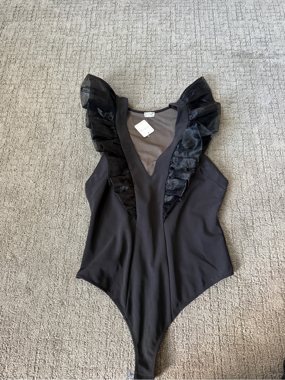 Girls' Black Ruffle One-Piece Bodysuit